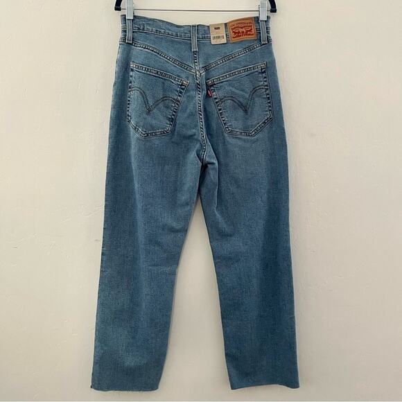 Levi's Ribcage Distressed Straight Ankle Jeans Super High Rise Denim Size 26 NWT - Picture 2 of 14